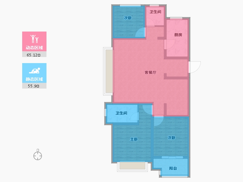 陕西省-咸阳市-绿城咸阳桂语江南-108.00-户型库-动静分区