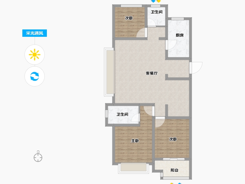 陕西省-咸阳市-绿城咸阳桂语江南-108.00-户型库-采光通风