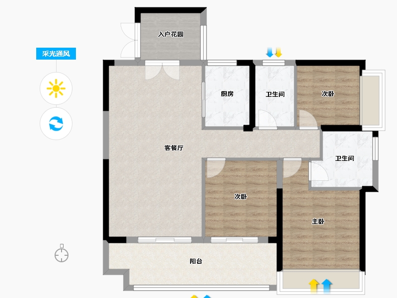 广东省-肇庆市-百盈花园-100.07-户型库-采光通风