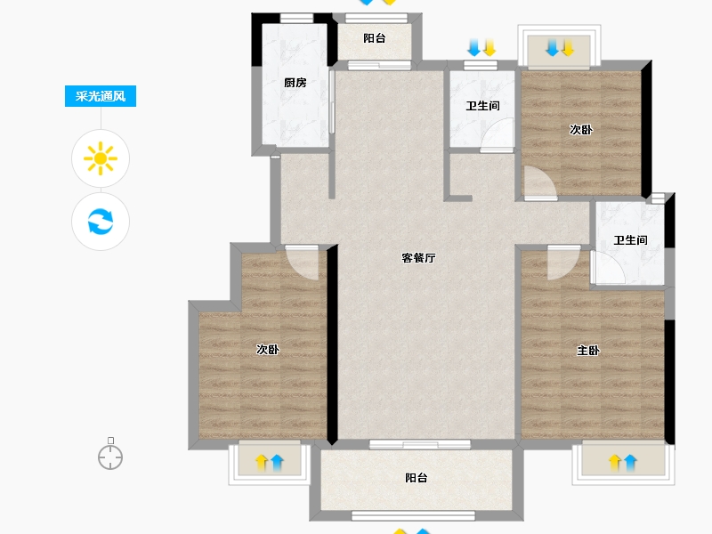 江西省-抚州市-​三科悦江台-94.82-户型库-采光通风