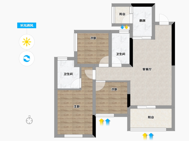 四川省-南充市-书香九里-67.81-户型库-采光通风