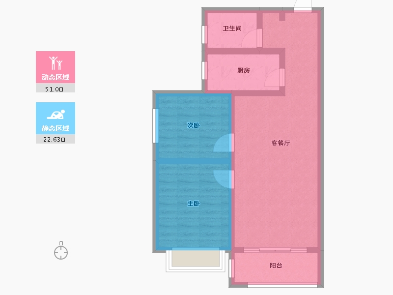 陕西省-咸阳市-滨河星城-65.06-户型库-动静分区