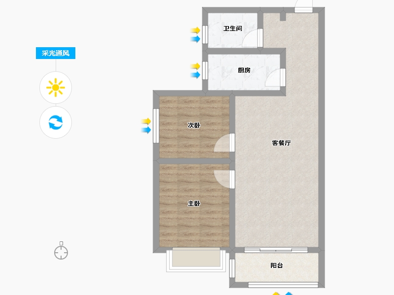 陕西省-咸阳市-滨河星城-65.06-户型库-采光通风