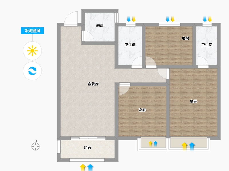 山东省-菏泽市-洪盛锦绣城-99.80-户型库-采光通风