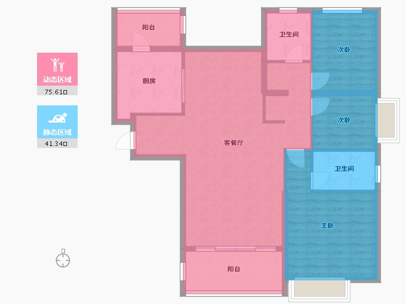 山东省-菏泽市-菏泽恒大御峰-105.70-户型库-动静分区