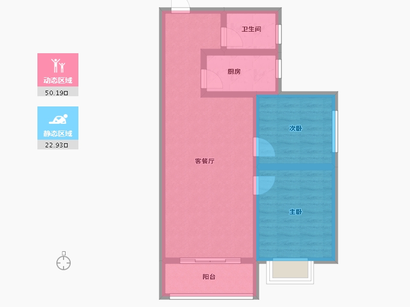 陕西省-咸阳市-滨河星城-64.70-户型库-动静分区