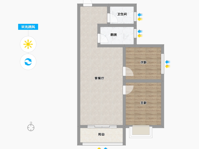 陕西省-咸阳市-滨河星城-64.70-户型库-采光通风