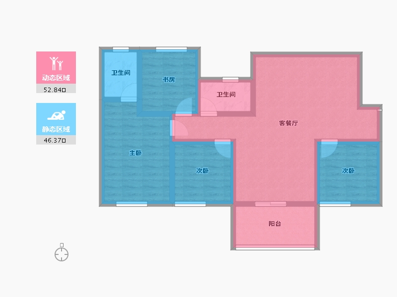 四川省-南充市-鼎仁恒骏府天禧-87.66-户型库-动静分区