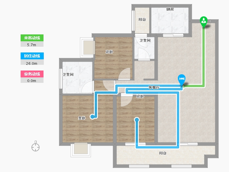 湖南省-郴州市-振兴凤凰名邸-97.45-户型库-动静线