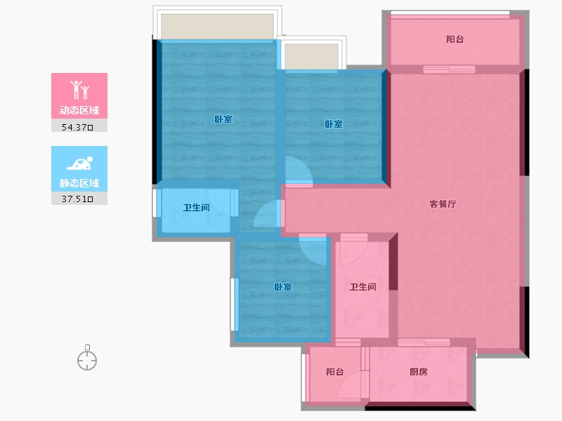 四川省-南充市-远达雲湖天著-80.61-户型库-动静分区