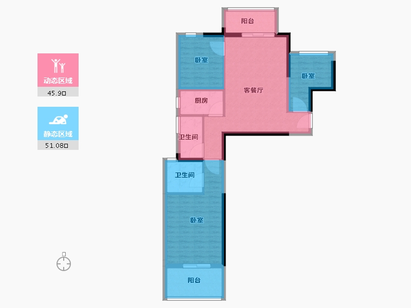 河南省-南阳市-财富公馆二期-86.41-户型库-动静分区