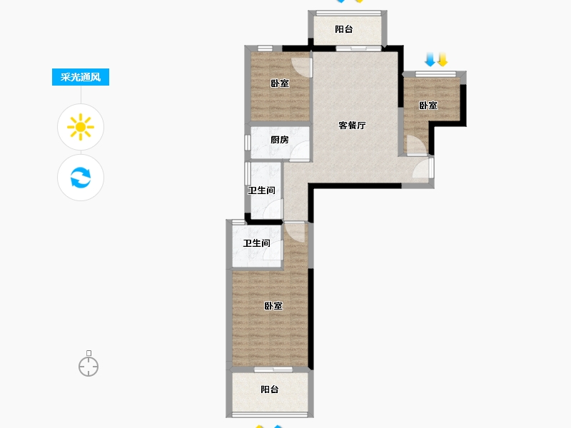 河南省-南阳市-财富公馆二期-86.41-户型库-采光通风