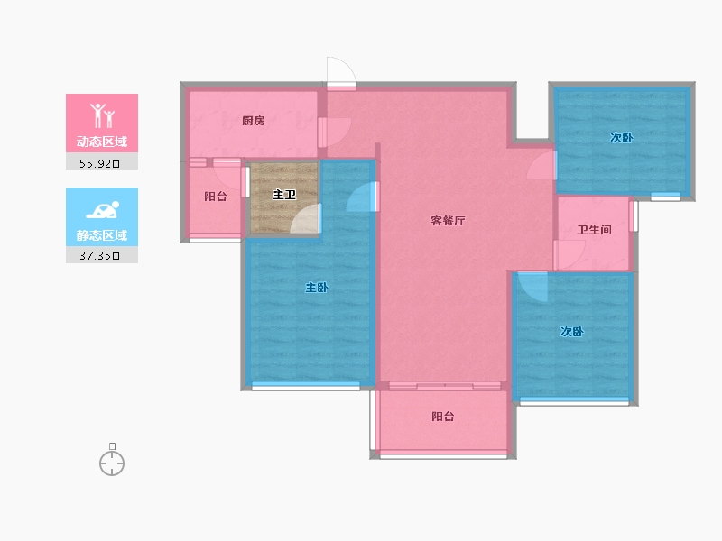 四川省-成都市-保利堂悦府-87.15-户型库-动静分区