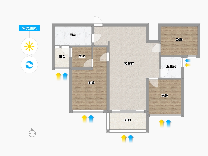 四川省-成都市-保利堂悦府-87.15-户型库-采光通风