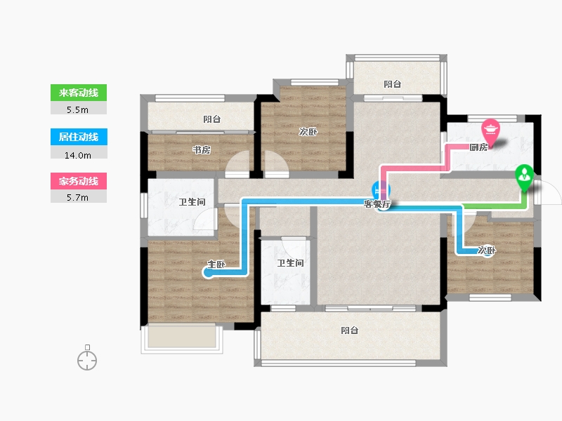 湖南省-郴州市-湖南建工东玺台-104.97-户型库-动静线