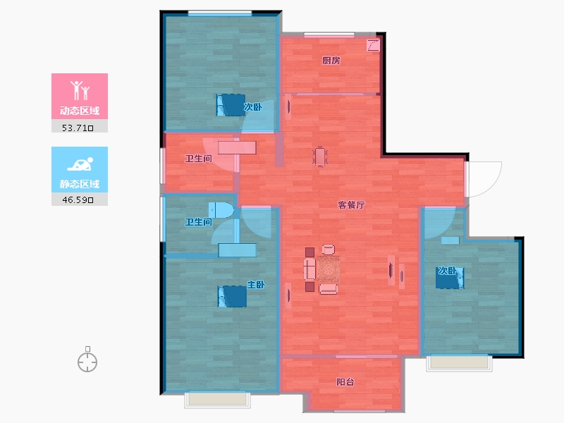 河北省-邯郸市-坤和祥瑞花园-92.80-户型库-动静分区