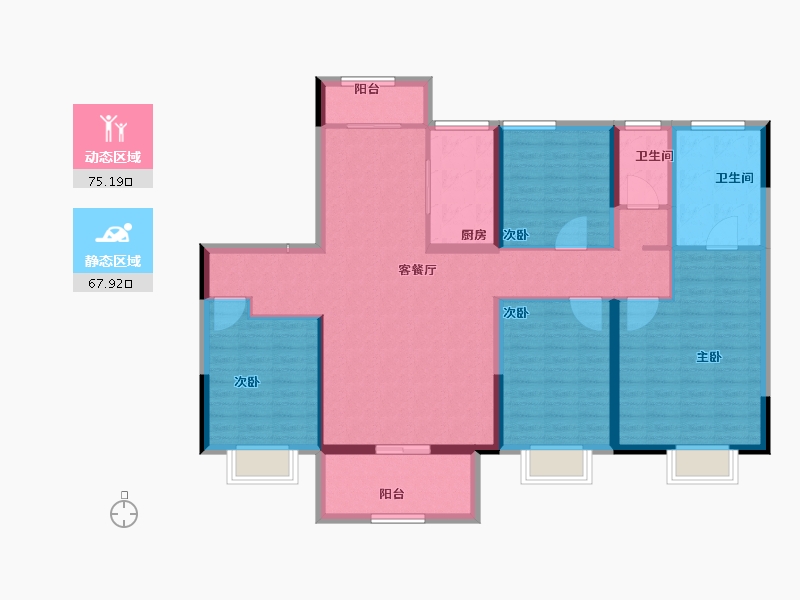 河南省-驻马店市-鹏宇迎宾府-129.17-户型库-动静分区