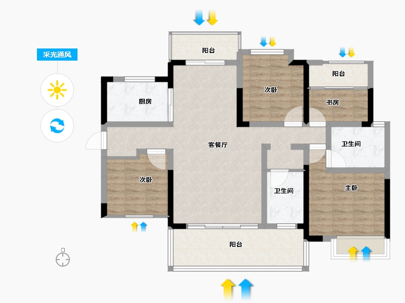 湖南省-郴州市-湖南建工东玺台-101.79-户型库-采光通风