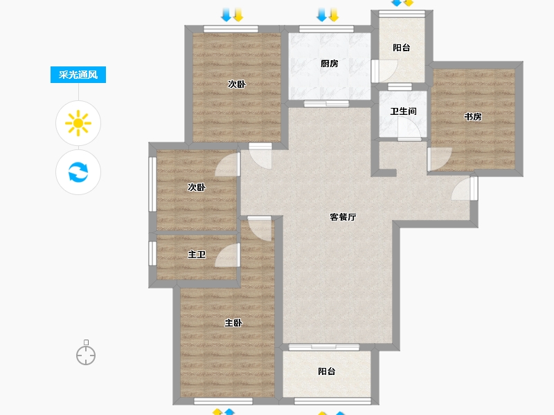 四川省-成都市-保利堂悦府-100.35-户型库-采光通风