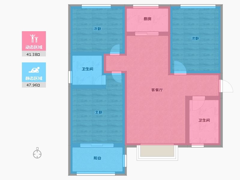 陕西省-咸阳市-滨河星城-78.43-户型库-动静分区