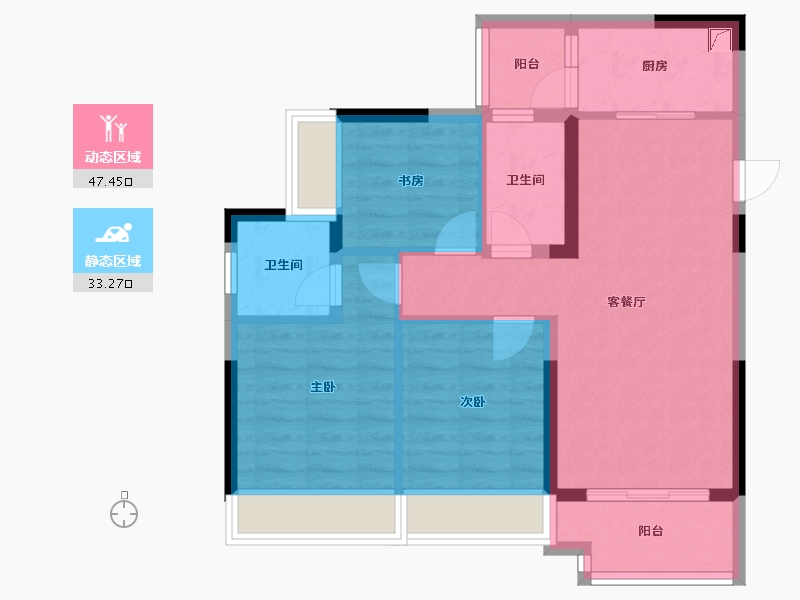 重庆-重庆市-绿地涪陵城际空间站-80.00-户型库-动静分区