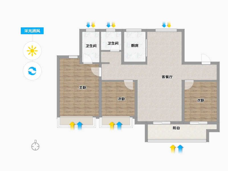 山东省-菏泽市-宏跃公园里-104.00-户型库-采光通风