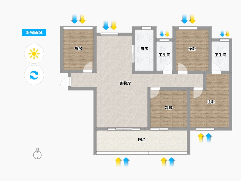 湖南省-常德市-闽鸿·江山樾-104.85-户型库-采光通风