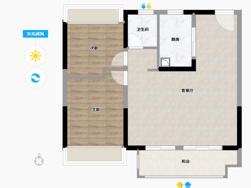 江苏省-南京市-​滨江孔雀城-71.20-户型库-采光通风