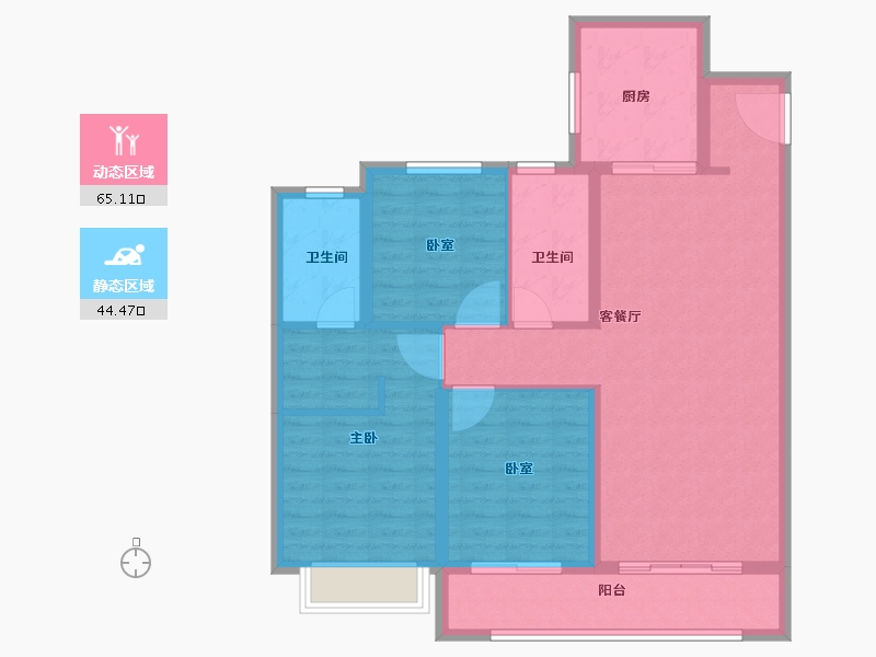 陕西省-咸阳市-融创御河宸院-98.40-户型库-动静分区