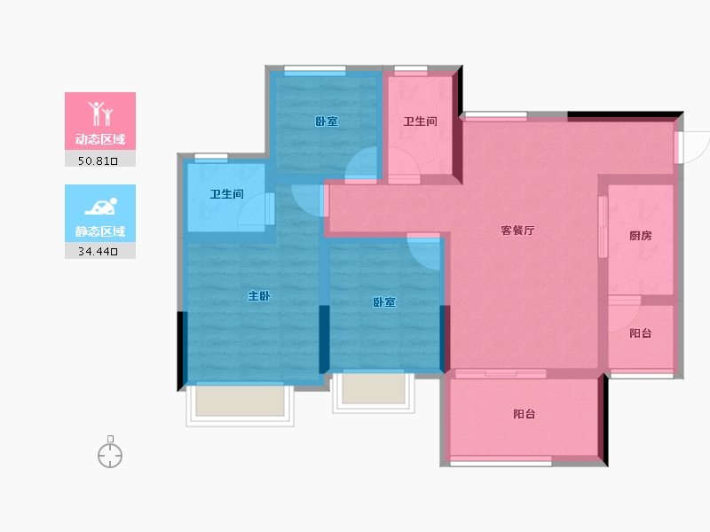 四川省-南充市-远达雲湖天著-74.31-户型库-动静分区