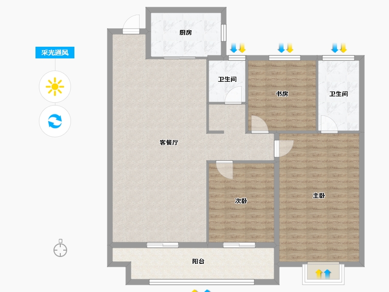 山东省-菏泽市-正东凯旋豪庭-119.48-户型库-采光通风