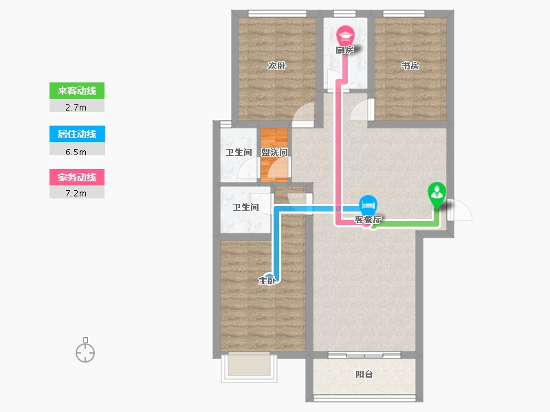 陕西省-咸阳市-滨河星城-88.30-户型库-动静线