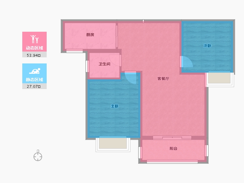 陕西省-咸阳市-嘉园华庭-72.65-户型库-动静分区