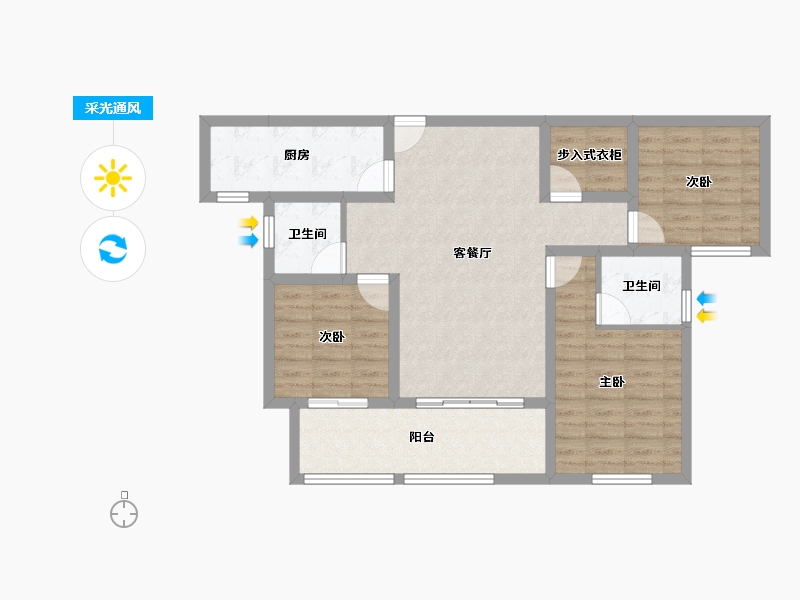 湖南省-常德市-闽鸿·江山樾-90.00-户型库-采光通风