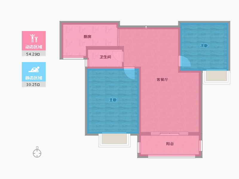 陕西省-咸阳市-嘉园华庭-75.85-户型库-动静分区