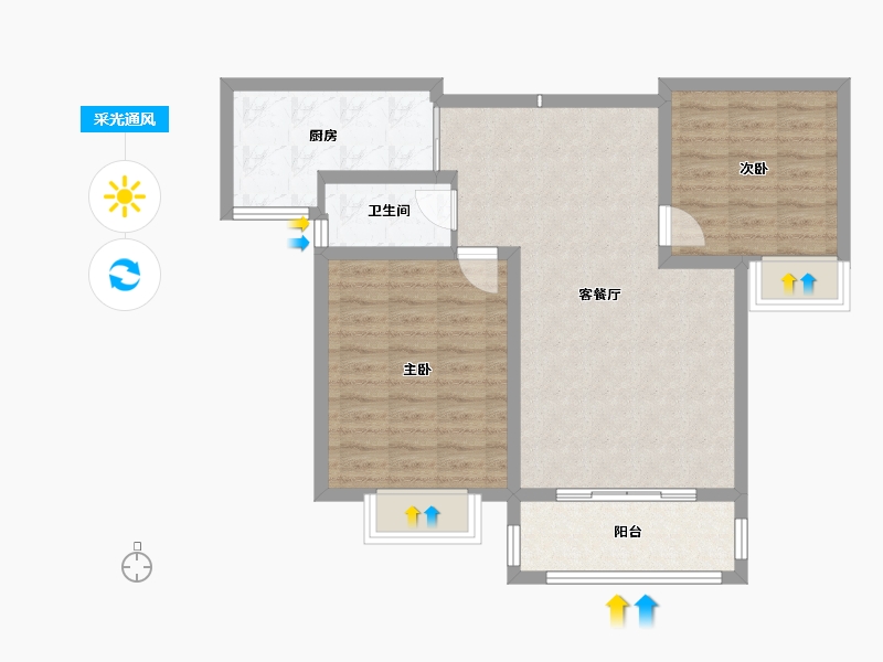 陕西省-咸阳市-嘉园华庭-75.85-户型库-采光通风