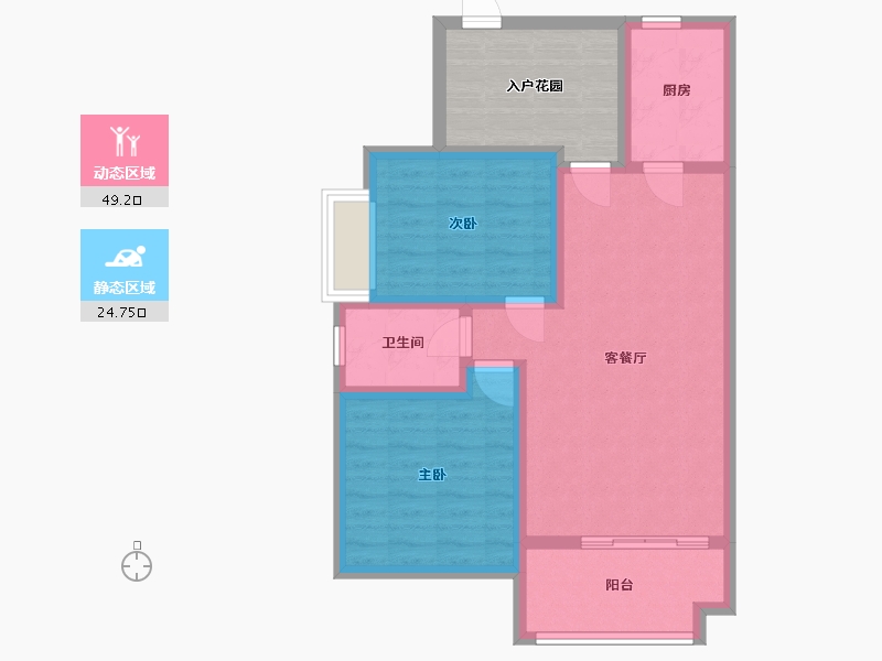 四川省-成都市-东方威尼斯-74.32-户型库-动静分区