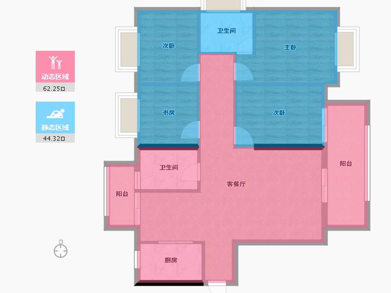 福建省-龙岩市-武平福景公园壹号-96.13-户型库-动静分区