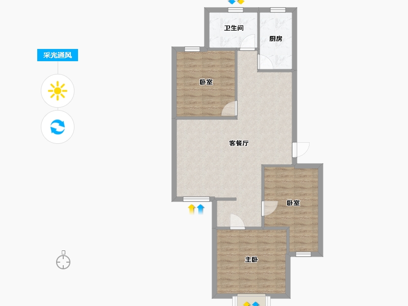 河南省-郑州市-雅阁思达-84.00-户型库-采光通风