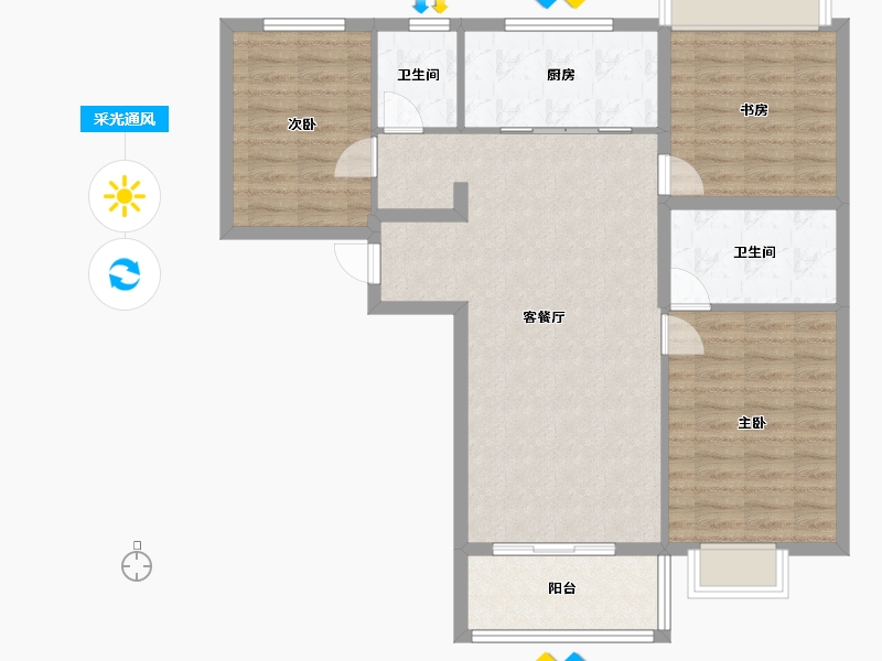 陕西省-西安市-龙发天泉湾-95.39-户型库-采光通风