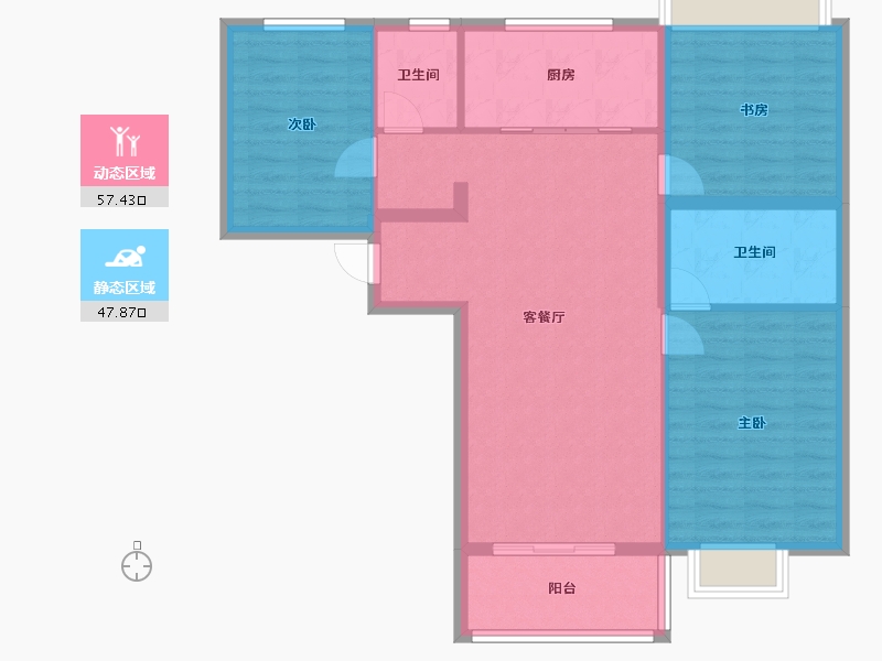 陕西省-西安市-龙发天泉湾-95.39-户型库-动静分区