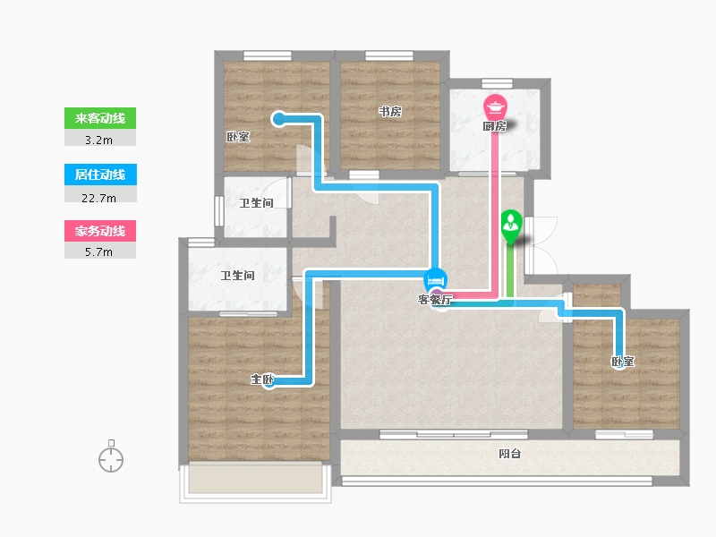 河北省-唐山市-滨湖一号院-114.61-户型库-动静线