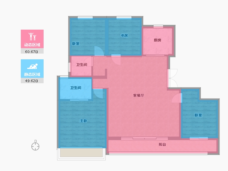 河北省-唐山市-滨湖一号院-114.61-户型库-动静分区