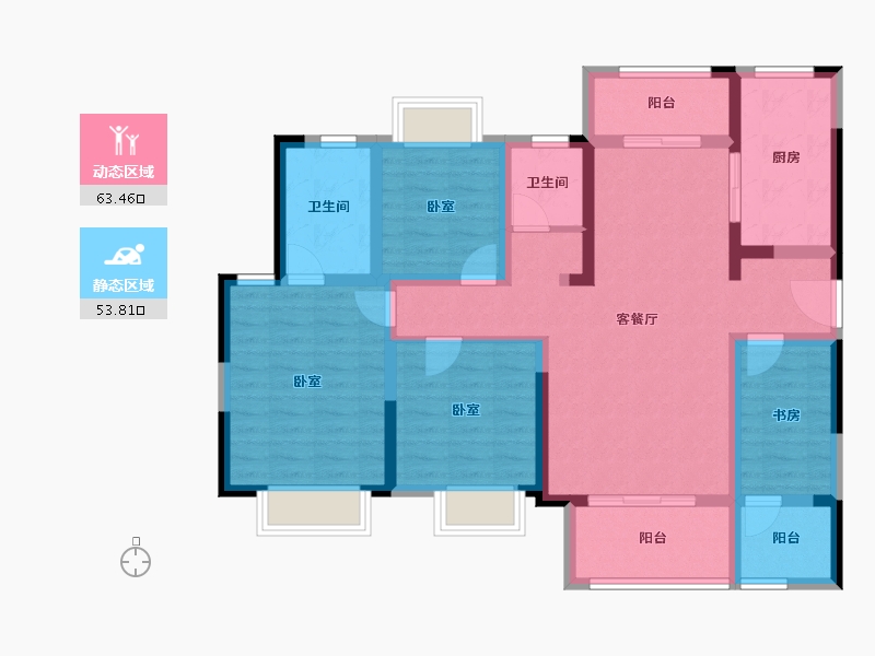 河南省-南阳市-华侨城纯水岸-103.24-户型库-动静分区