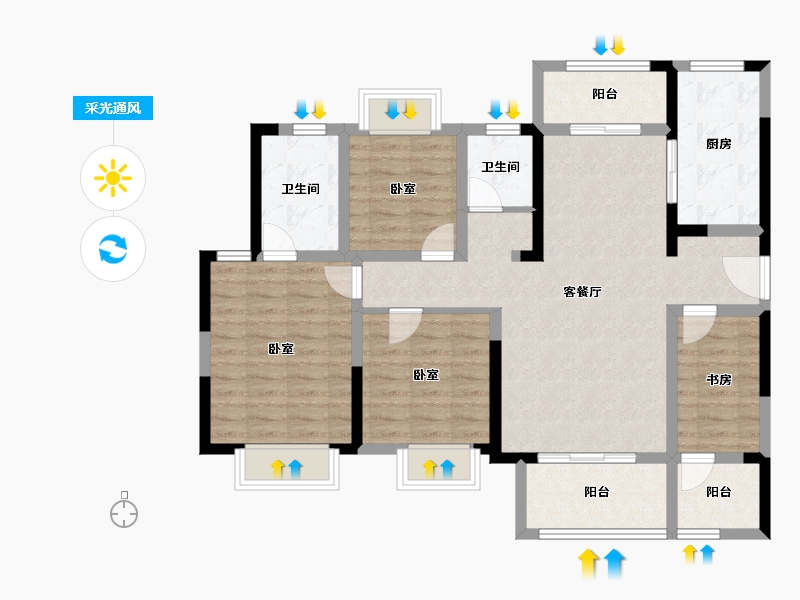 河南省-南阳市-华侨城纯水岸-103.24-户型库-采光通风