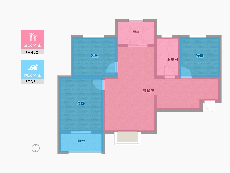 陕西省-咸阳市-颐和名居-71.84-户型库-动静分区