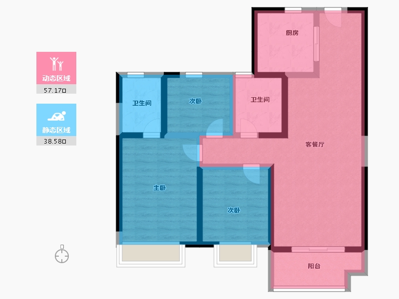 陕西省-咸阳市-林凯城-84.36-户型库-动静分区