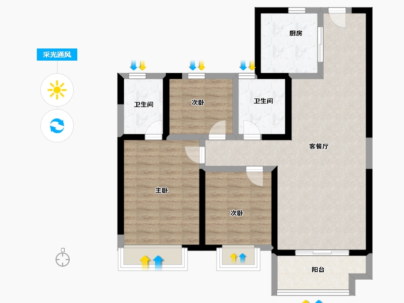 陕西省-咸阳市-林凯城-84.36-户型库-采光通风