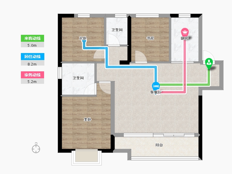 陕西省-咸阳市-绿地新都会-79.04-户型库-动静线