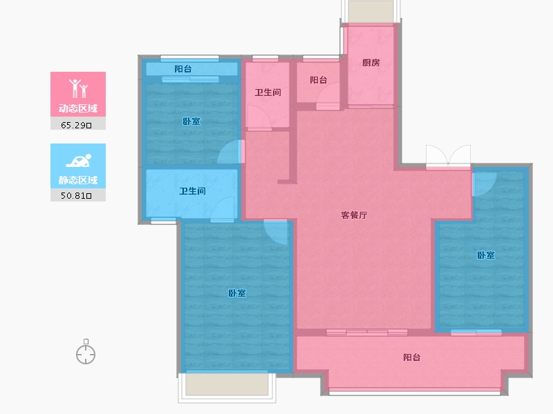 河南省-南阳市-森雷京豫华庭-103.97-户型库-动静分区